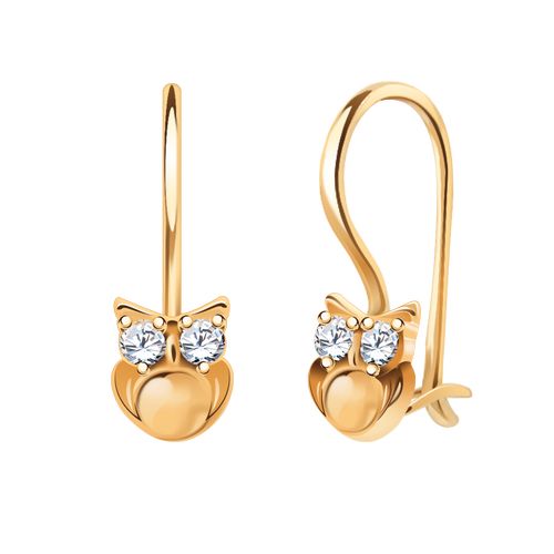 Сапфир каталог товаров Серьги детские из золота с фианитом