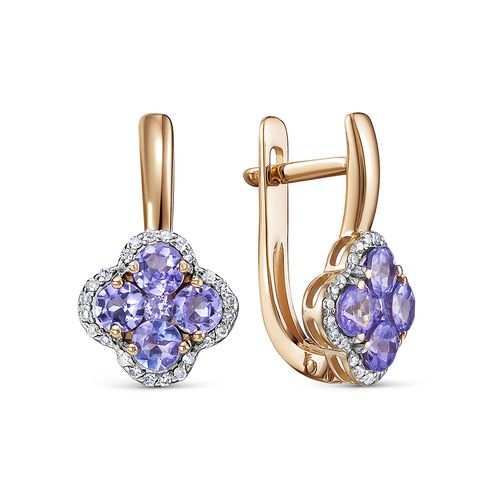 Сапфир каталог товаров Серьги из золота с бриллиантом, танзанитом