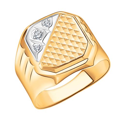 Сапфир каталог товаров Кольцо мужское из золота с фианитом