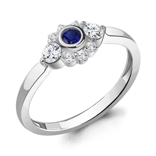 Сапфир каталог товаров Кольцо из серебра с фианитом, сапфиром