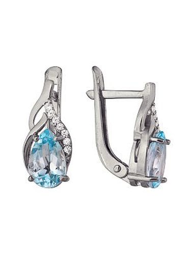 Сапфир каталог товаров Серьги из серебра с фианитом, топазом