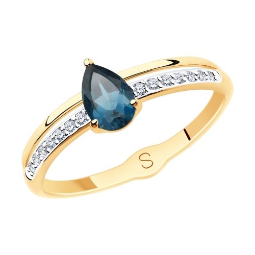 Сапфир каталог товаров Кольцо из золота с фианитом, топазом