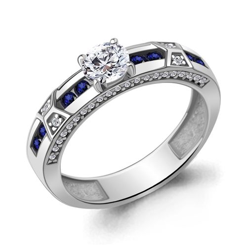 Сапфир каталог товаров Кольцо из серебра с фианитом, сапфиром
