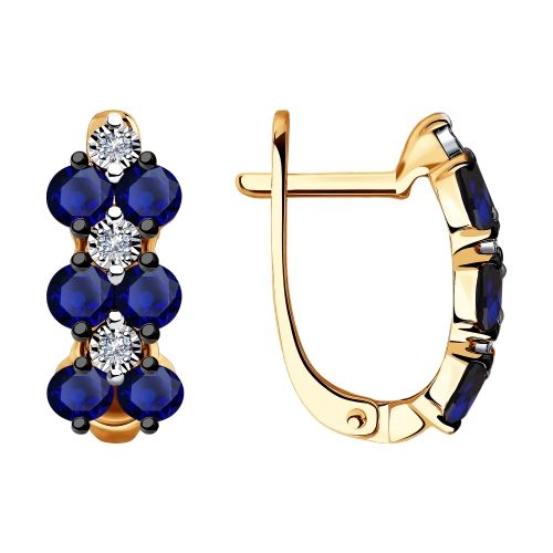 Сапфир каталог товаров Серьги из золота с корундом, бриллиантом