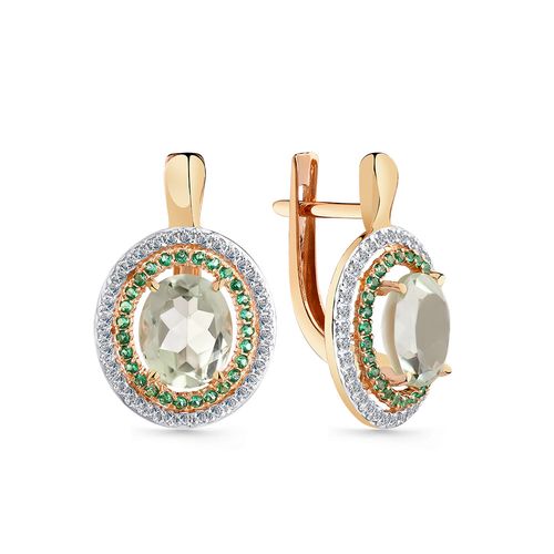 Сапфир каталог товаров Серьги из золота с празиолитом, фианитом