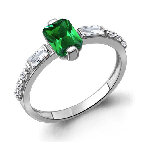 Сапфир каталог товаров Кольцо из серебра с фианитом, изумрудом