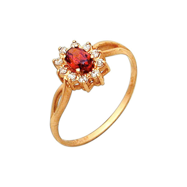 Сапфир каталог товаров Кольцо из золота с фианитом, гранатом