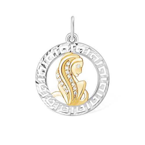 Сапфир каталог товаров Подвеска знак зодиака Дева из серебра с позолотой с фианитом