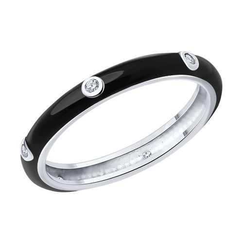 Сапфир каталог товаров Кольцо из серебра с фианитом, эмалью