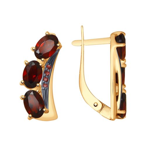 Сапфир каталог товаров Серьги из золота с фианитом, гранатом