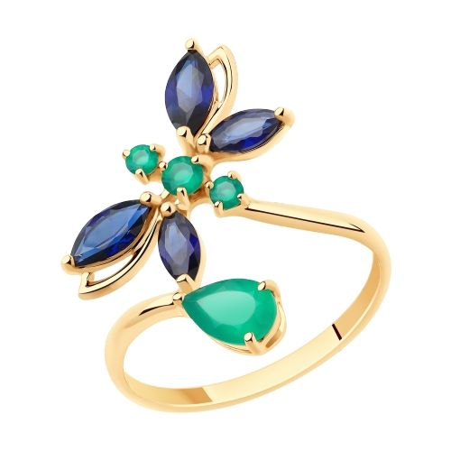 Сапфир каталог товаров Кольцо из золота с агатом,сапфиром