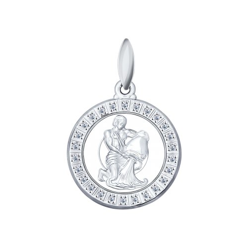 Сапфир каталог товаров Подвеска знак зодиака Водолей из серебра с фианитом