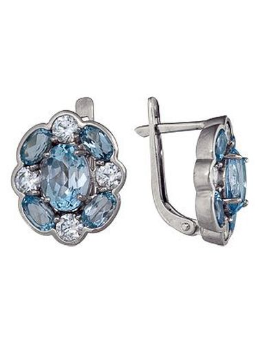 Сапфир каталог товаров Серьги из серебра с фианитом, топазом