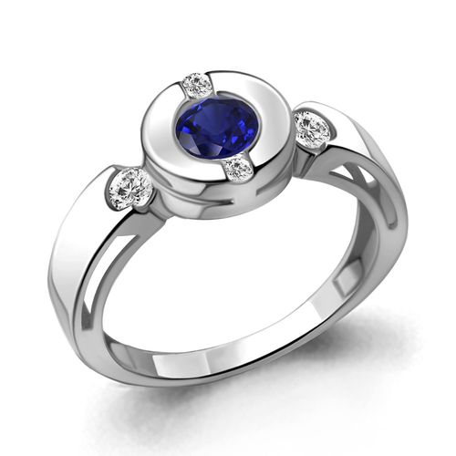 Сапфир каталог товаров Кольцо из серебра с фианитом, сапфиром