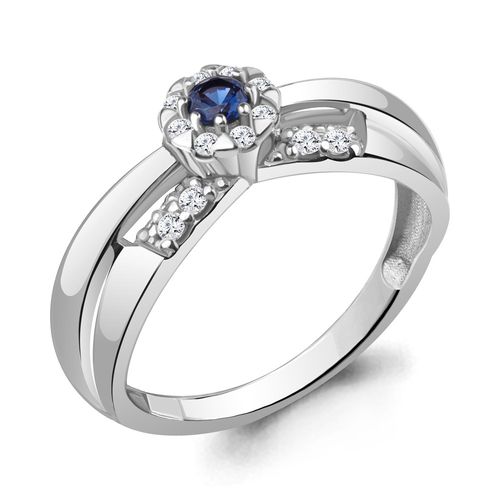 Сапфир каталог товаров Кольцо из серебра с фианитом, сапфиром