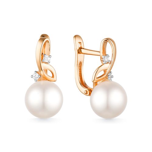 Сапфир каталог товаров Серьги из золота с фианитом, жемчугом