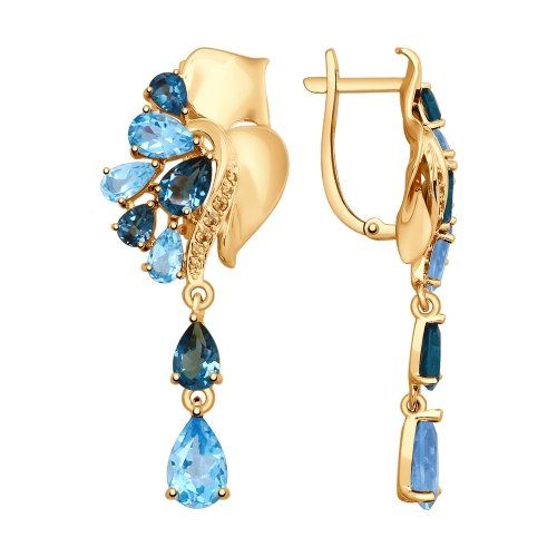 Сапфир каталог товаров Серьги из золота с фианитом, топазом, топазом