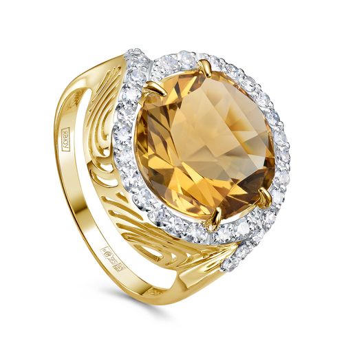 Сапфир каталог товаров Кольцо из желтого золота с бриллиантом, цитрином