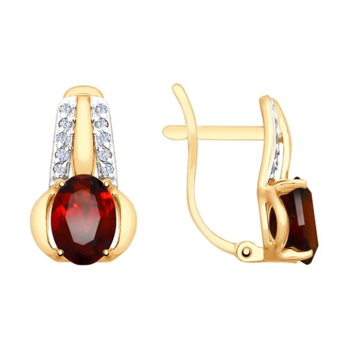 Сапфир каталог товаров Серьги из золота с гранатом, фианитом