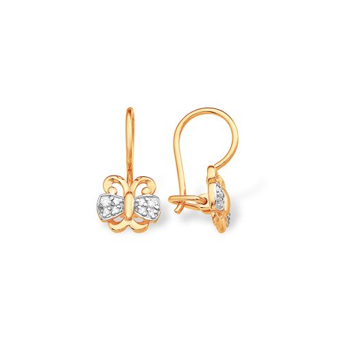 Сапфир каталог товаров Серьги детские из золота с фианитом