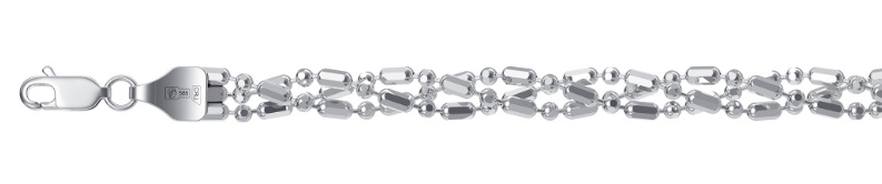 Сапфир каталог товаров Браслет женский шарик+бочка косичка из 3-х цепочек с алмазной гранью из серебра