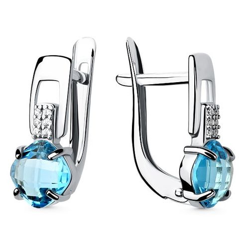 Сапфир каталог товаров Серьги из серебра с фианитом, топазом