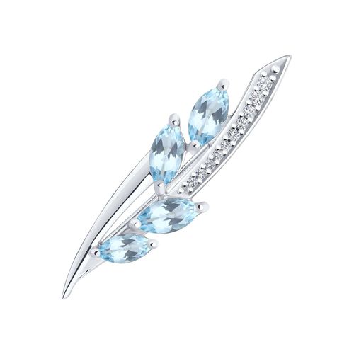 Сапфир каталог товаров Брошь из серебра с фианитом, топазом