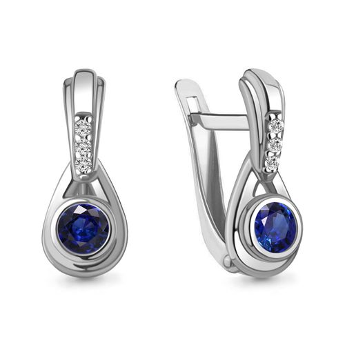 Сапфир каталог товаров Серьги из серебра с фианитом, сапфиром