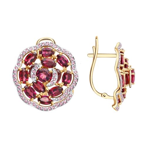 Сапфир каталог товаров Серьги из золота с фианитом, родолитом