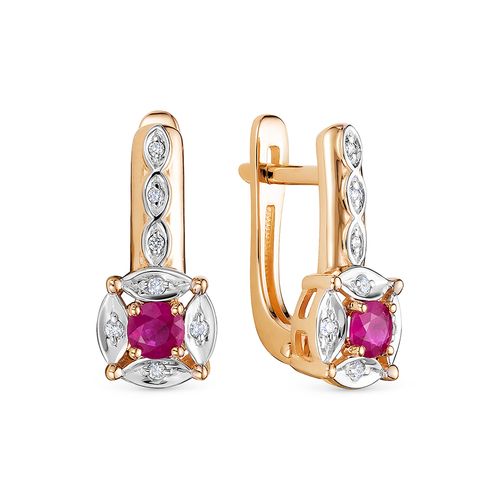 Сапфир каталог товаров Серьги из золота с бриллиантом, рубином