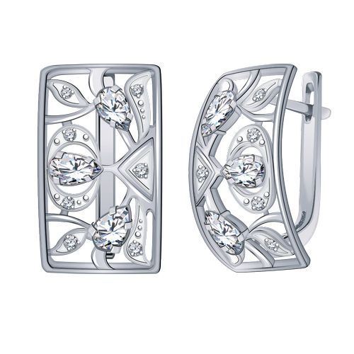 Сапфир каталог товаров Серьги из серебра с фианитом