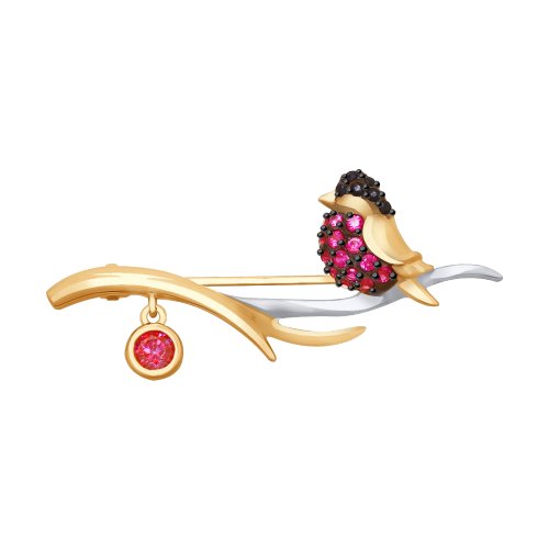 Сапфир каталог товаров Брошь из золота с фианитом, корундом