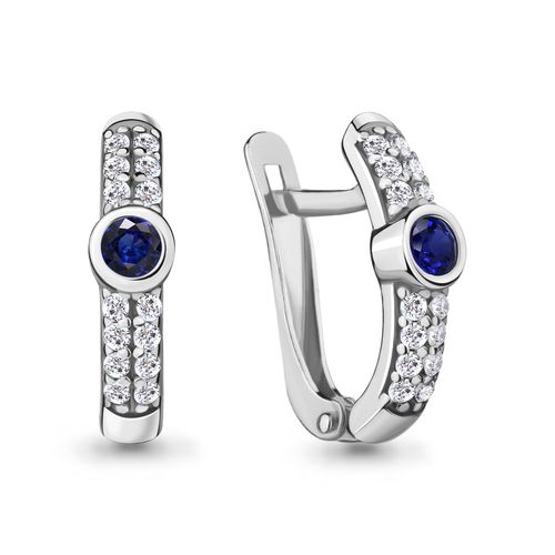 Сапфир каталог товаров Серьги из серебра с фианитом, сапфиром