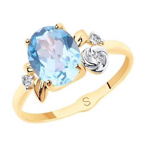 Сапфир каталог товаров Кольцо из золота с фианитом, топазом