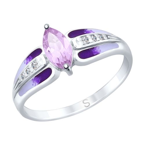 Сапфир каталог товаров Кольцо из серебра с фианитом, аметистом, эмалью