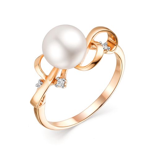 Сапфир каталог товаров Кольцо из золота с фианитом, жемчугом