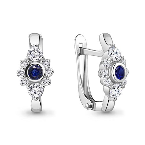 Сапфир каталог товаров Серьги из серебра с фианитом, сапфиром
