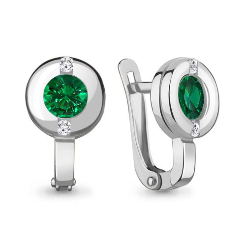 Сапфир каталог товаров Серьги из серебра с фианитом, изумрудом