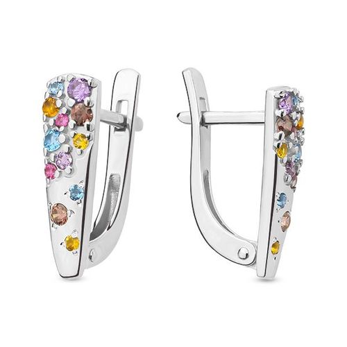 Сапфир каталог товаров Серьги из серебра с фианитом, топазом