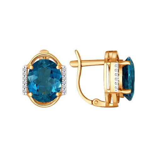 Сапфир каталог товаров Серьги из золота с фианитом, топазом