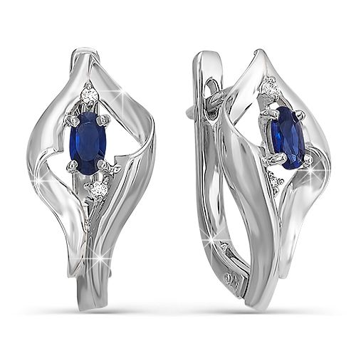 Сапфир каталог товаров Серьги из белого золота с сапфиром, бриллиантом