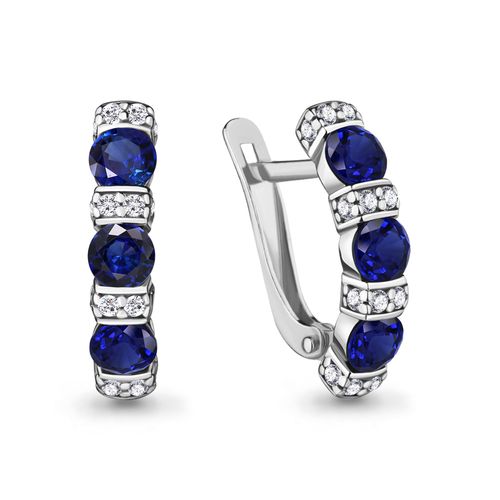 Сапфир каталог товаров Серьги из серебра с фианитом, сапфиром