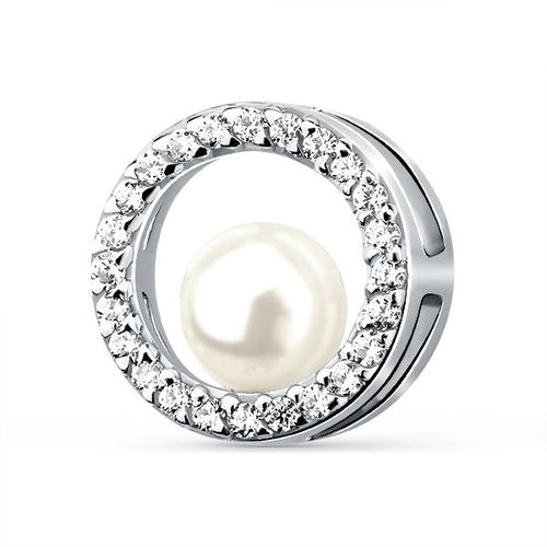 Сапфир каталог товаров Подвеска из серебра с фианитом, жемчугом