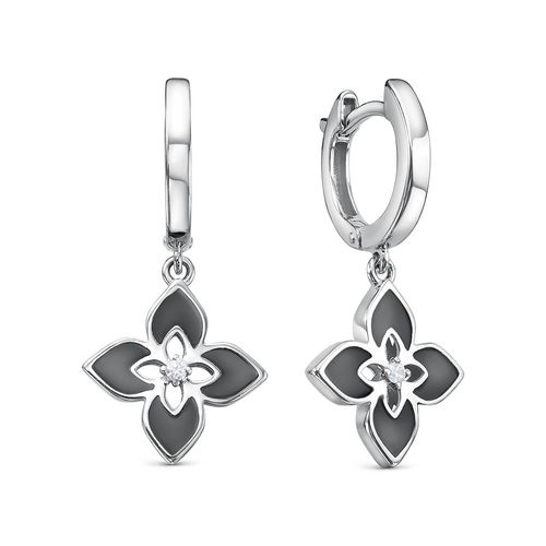 Сапфир каталог товаров Серьги из серебра с фианитом, эмалью