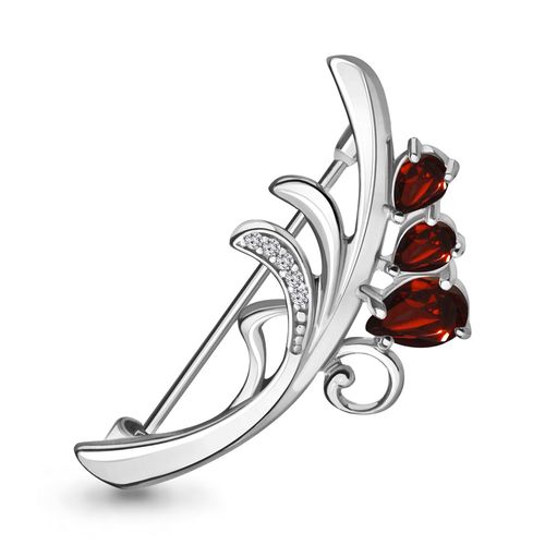 Сапфир каталог товаров Брошь из серебра с фианитом, гранатом