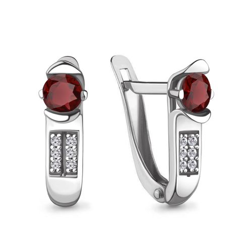 Сапфир каталог товаров Серьги из серебра с фианитом, гранатом
