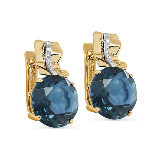 Сапфир каталог товаров Серьги из желтого золота с бриллиантом, топазом