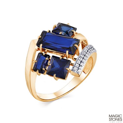 Сапфир каталог товаров Кольцо из золота с фианитом, сапфиром