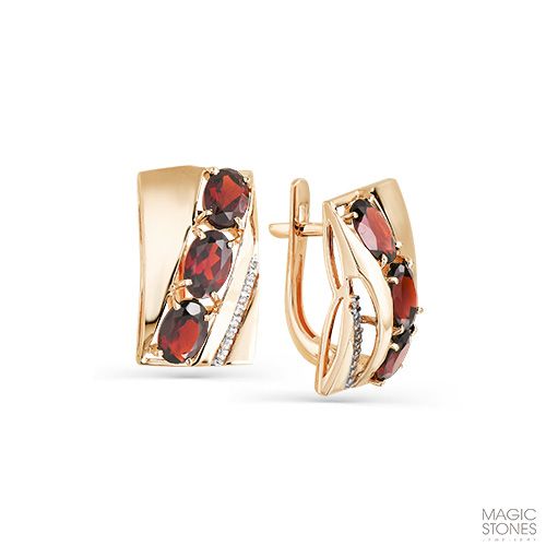 Сапфир каталог товаров Серьги из золота с фианитом, гранатом