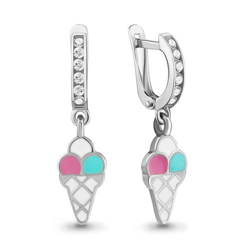 Сапфир каталог товаров Серьги детские из серебра с фианитом, эмалью